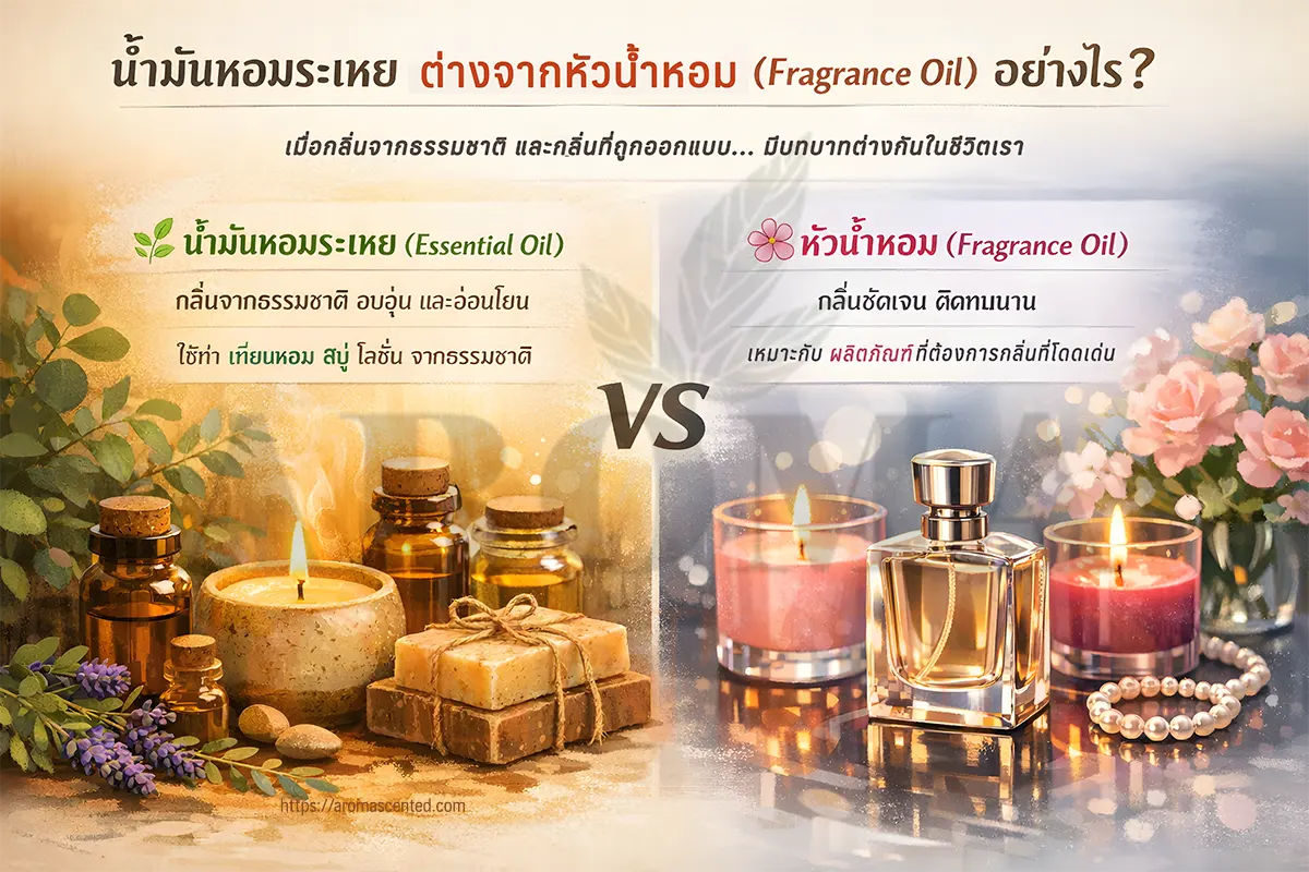 น้ำมันหอมระเหย (Essential Oil) ต่างจากหัวน้ำหอม (Fragrance Oil) อย่างไร?